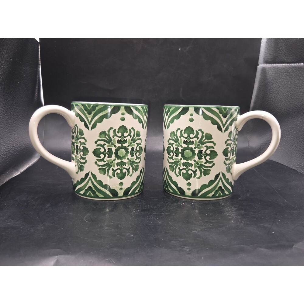 Sur La Table Coffee Mug Green Medallion Set Of 2 Designer